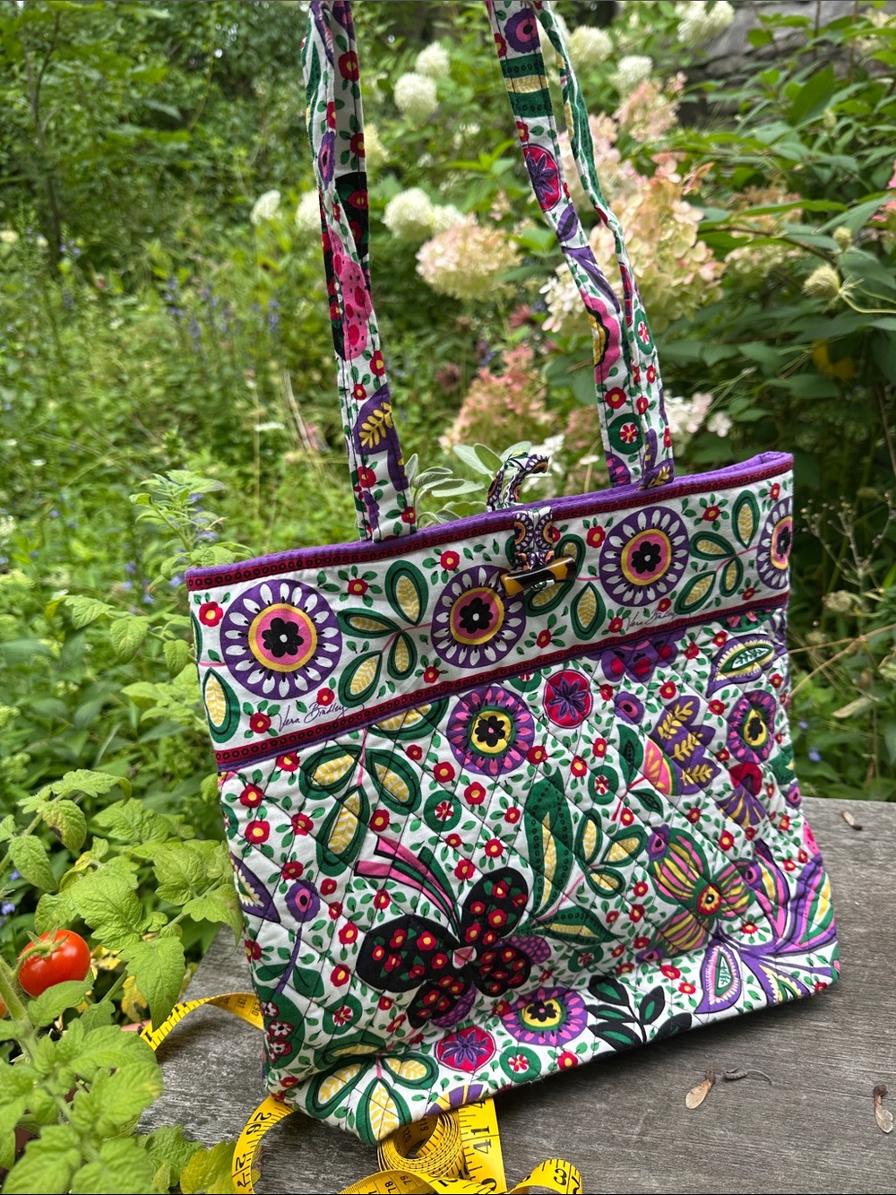 Quilted Original Vera Bradley Floral Tote Bag in Multicolor